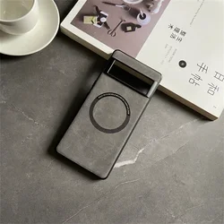Luxury Skin Feel MagSafe Soft Leather Ultra - Thin Magnetic Shockproof Case - Pixel 7A (Gray CX)