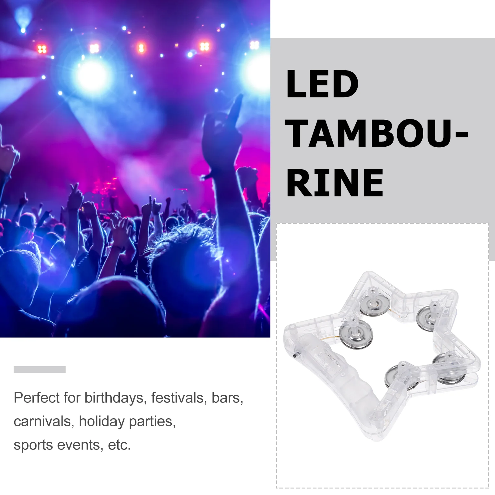 Five Pointed Star Flashing Rattle Light Up Tambourines Musical Instruments LED Tambourine Percussion Toys For Party