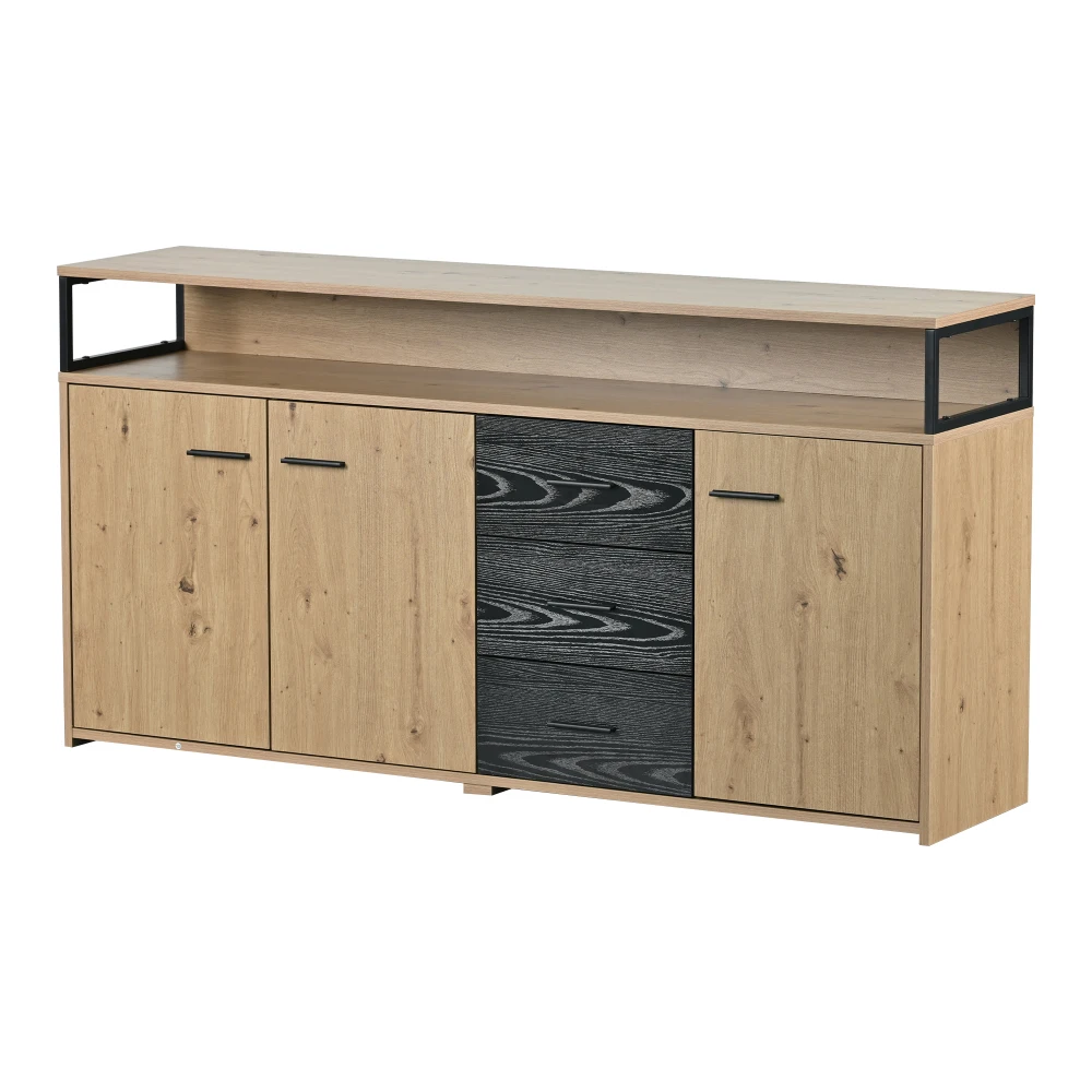 Sideboard im Industriestil 1503575,9 cm – Kommode mit 3 Schubladen, Metallgriffen, Highboard, Mehrzweck-Aufbewahrungsschrank – Detail 15