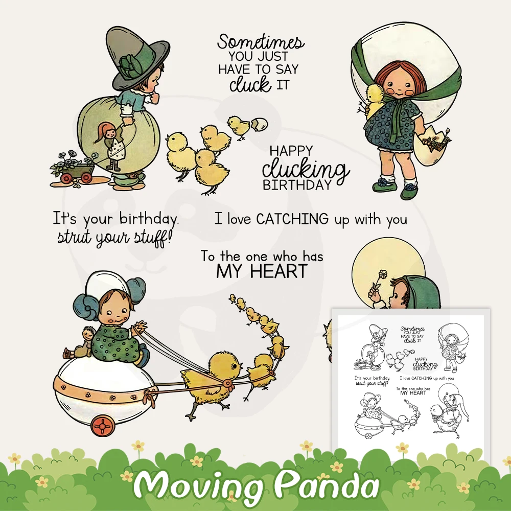 

Cute Little Girl Duck Metal Cutting Dies Clear Stamp DIY Scrapbooking Supplies Dies Silicone Stamps For Cards Album