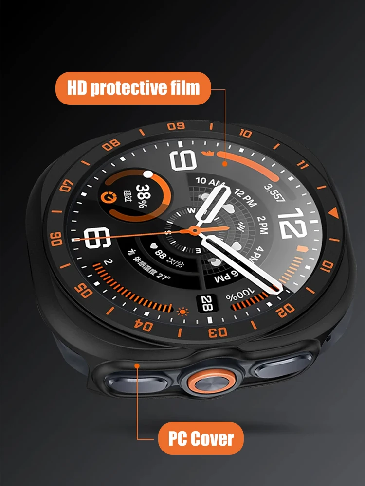 Shockproof Tempered Glass Protective Watch Case - Hard PC Bumper Cover