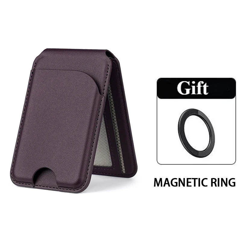 Luxury Leather Magnetic Wallet Case with Detachable Card Holder and Foldable Stand