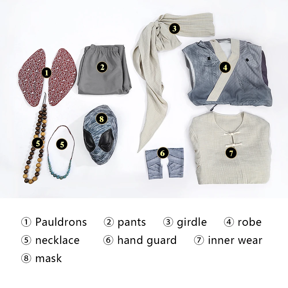 Deadpool & Wolverine: Zenpool (Ryan Rodney Reynolds) | Gray Cosplay Costume Set 21 Generic Monk Hooded Robe Cosplay Costume for Adults (Unofficial/Unverified Character Zenpool Wilson)