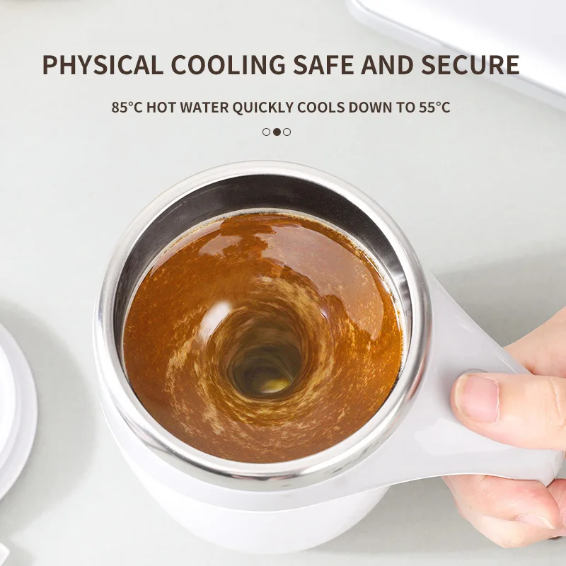 Self Mixing Mug Stainless Steel Automatic Magnetic Coffee Cup_voghion.com