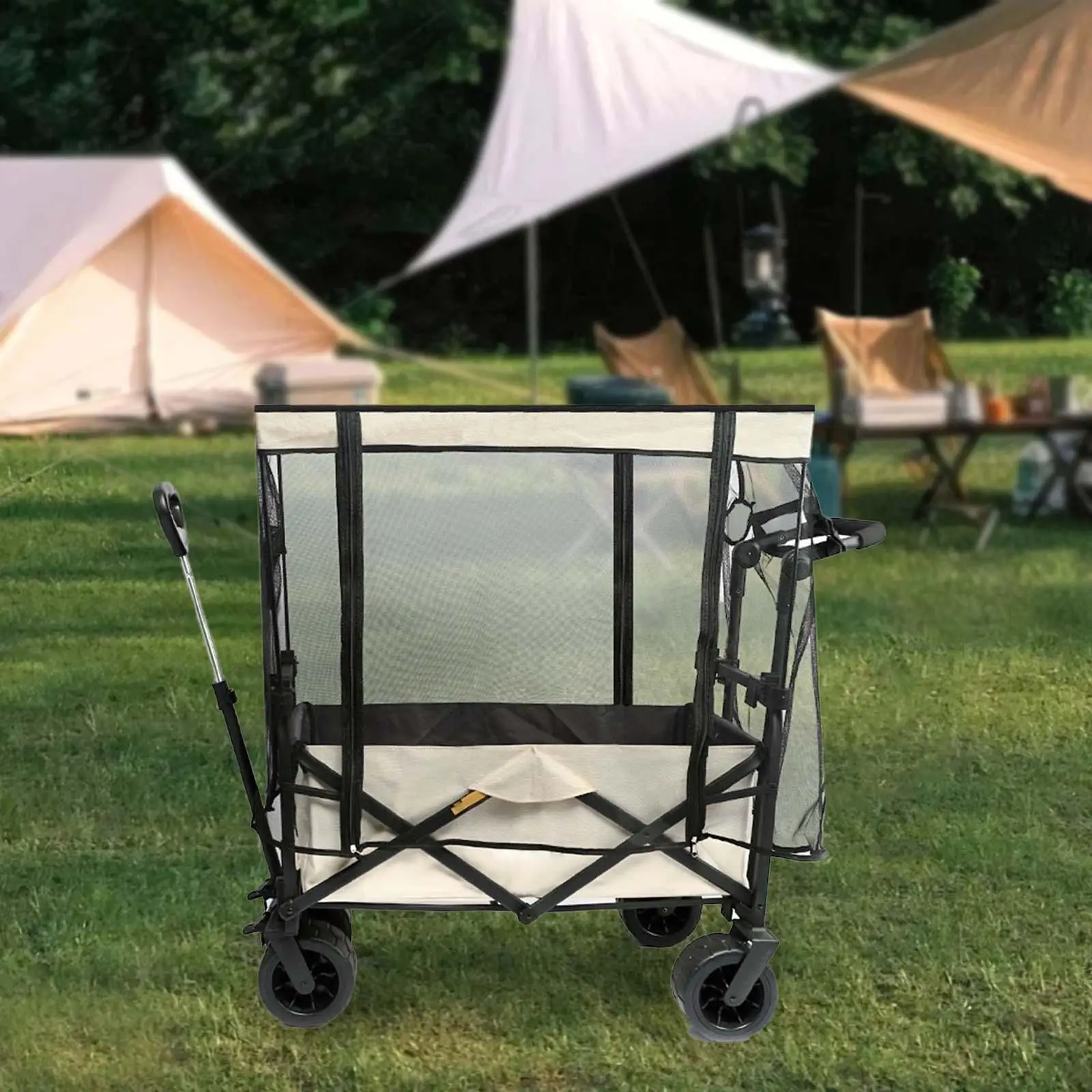 Wagon Mosquito Net Zipper Closure Mosquito Mesh Wagon Accessories for Outdoor Utility Folding Outdoor Camping Accessories