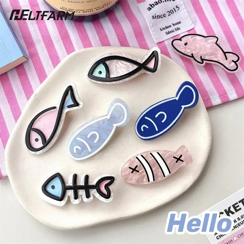 

Korean Style Creative Little Fish Bone Hairpin Barrettes Summer Cartoon Dolphin Clip Funny Hair Accessories For Women Headwear