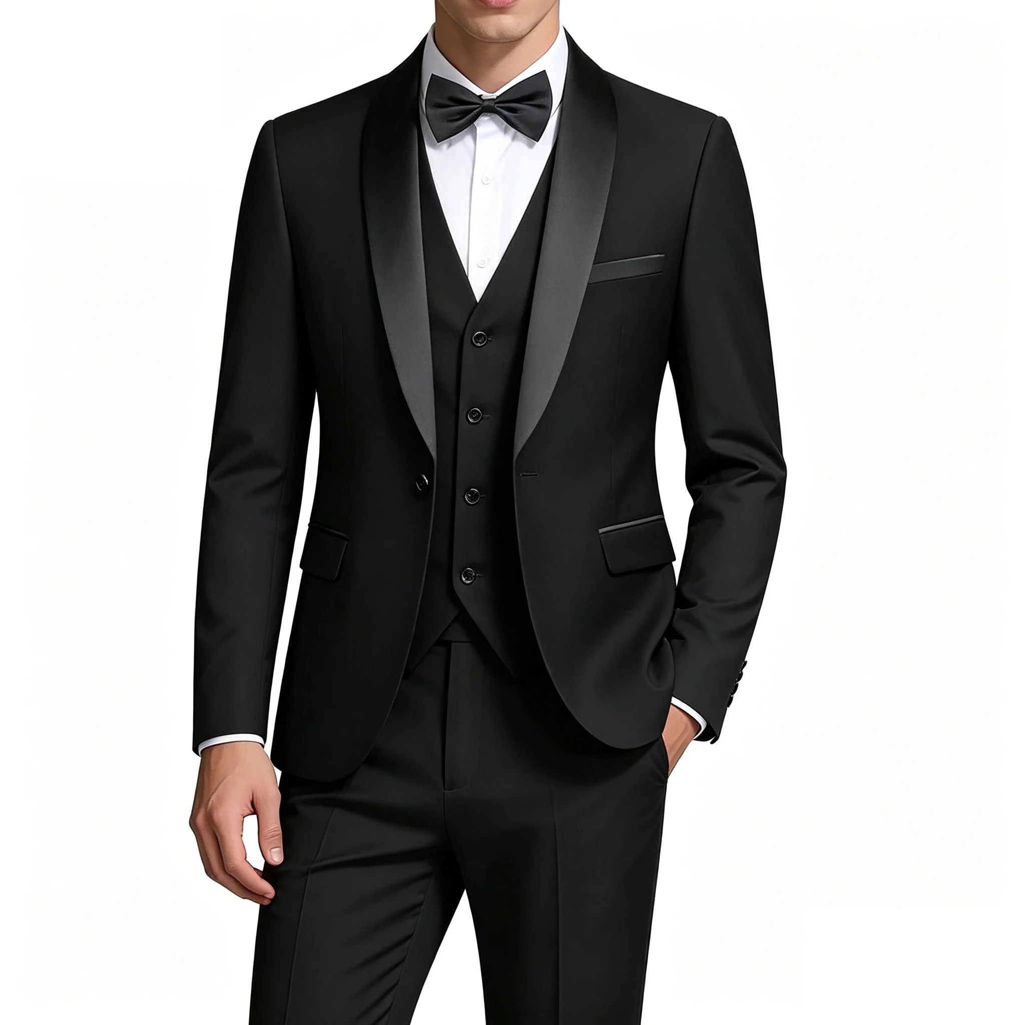 Ensemble de costume de smoking 3 pièces pour homme (veste + gilet + pantalon)