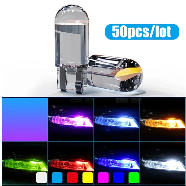 50Pcs Car LED T10 W5W Canbus Glass COB 6000k Reading Dome Lamp