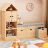 Kids Bookcase and Bookshelf with Reading Nook, Multifunctional Bookcase with 3 Open Storage Cubbies and 3 Drawers, Bookcase 1