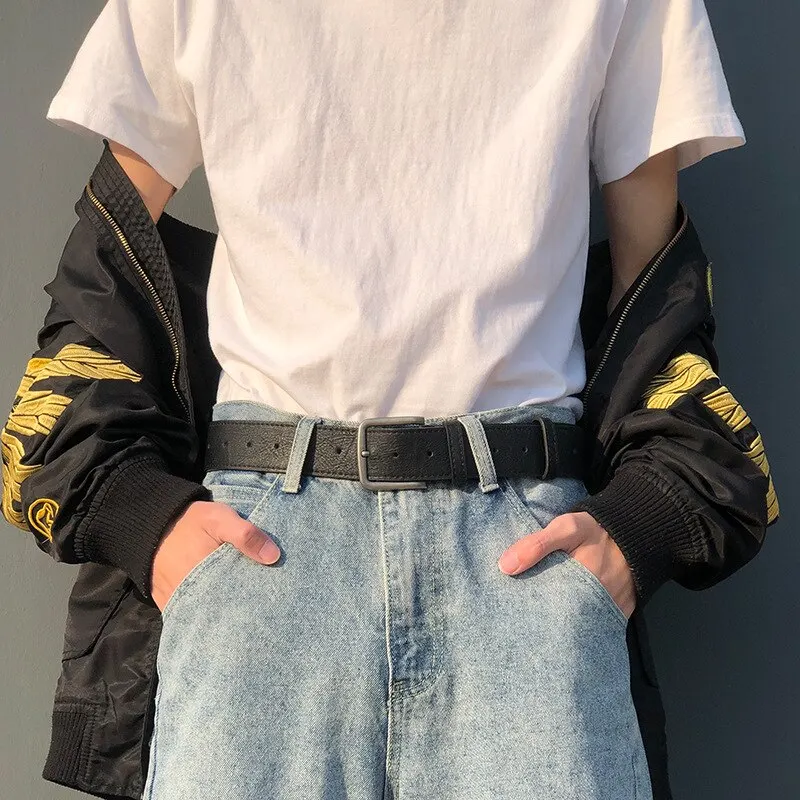 Herren Pu Leder Gürtel Jeans klassisch verstellbar Metall Pom Schnalle Gürtel für Männer Geschenke busines Freizeit – Detail 2