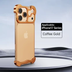 Luxury Irregular Aluminum Alloy Bumper Phone Case with Lens Film Protection for iPhone 17 Air (Orange17 Series)
