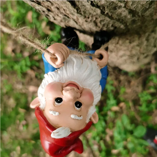 Kerti Hegymászó Törpék Fa Dekoráció Aranyos Gnome Szobor Művészet Gyanta Törpe Az Udvarhoz Kültéri Dekorációs Díszek - Image 5