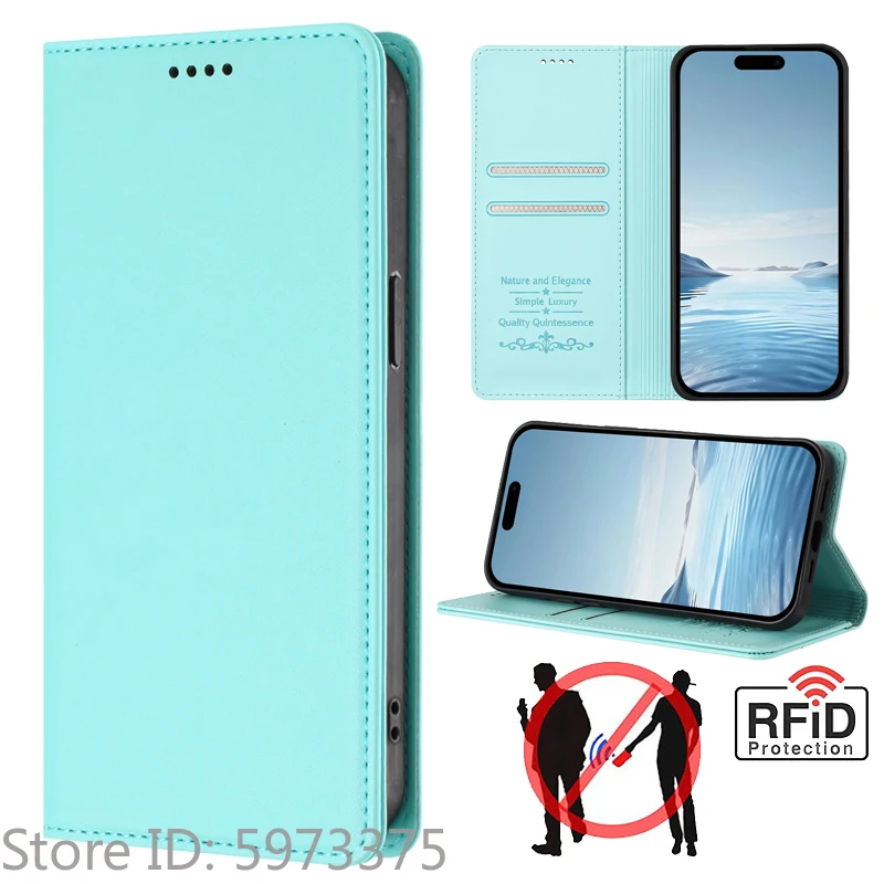 Premium Clamshell Leather Phone Case with Anti-theft Magnetic Flip Cover & Wallet Feature