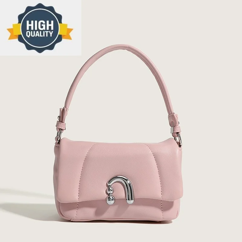 

Fashion PU Women's Handbag Exquisite Shoulder Bag Urban Minimalism Underarm Sewing Thread Style Solid Satchels Small