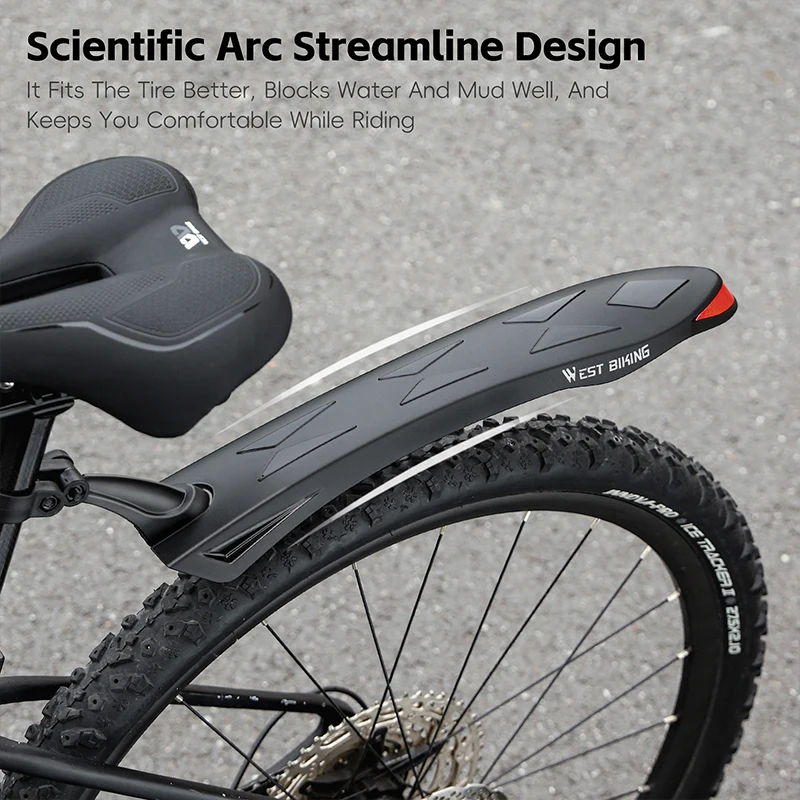 Bicycle Fender WEST BIKING Reflective Bicycle Fender High Toughness Front Rear Mudguard For 26-27.5 Inch MTB
