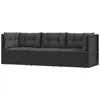 3Pcs Patio Lounge Set Poly Rattan Outdoor Garden Movable Decor with Removable Cushions Black Garden sofa, outdoor sofa 1