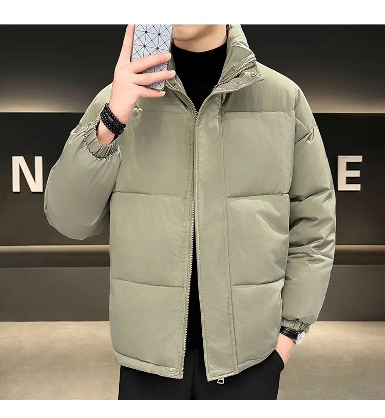 Einfarbige, mit Baumwolle gefütterte Jacken, Neu, 2025, Herbst und Winter, lässig, Stehkragen, warme Parkas, Oberbekleidung, winddicht, verdickt, Tops, Kleidung – Detail 16