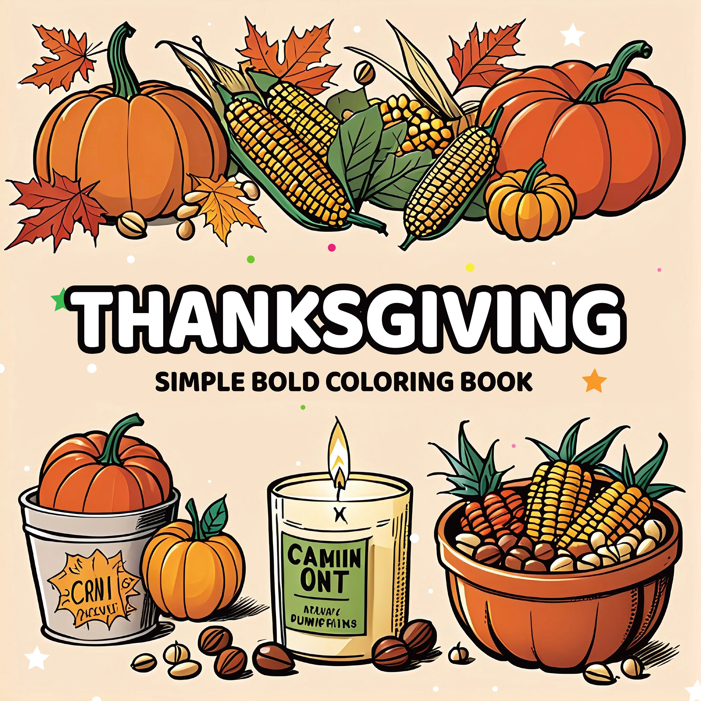 24 Page Art Coloring Book For Adults And Teens THANKSGIVING Theme SIMPLE BOLD Graffiti Painting Drawing For Relaxation Gift 2