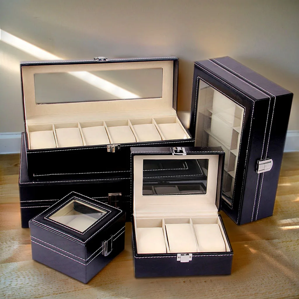 Leather Watch Display Box Jewelry Watch Storage Case Multi-Positions Multi-Slot Watch Storage Box Watch Storage Bag Watch Storage Pouch Leather Storage Box