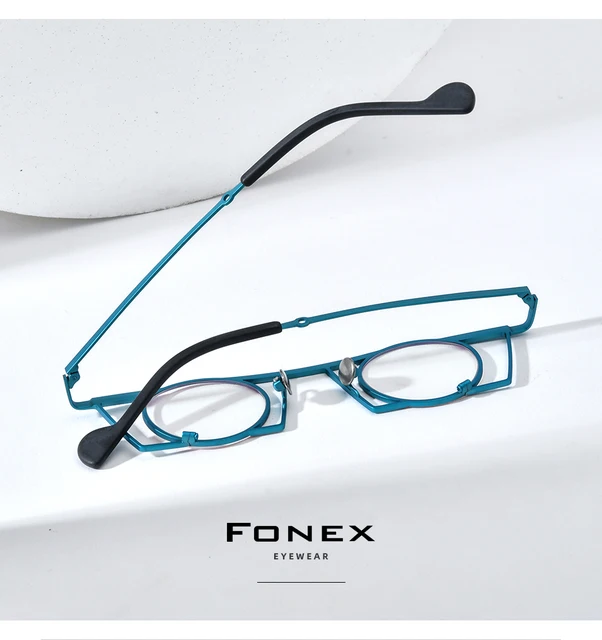 FONEX Acetat Titan Brillengestell Damen Runde Brille Herren Brille