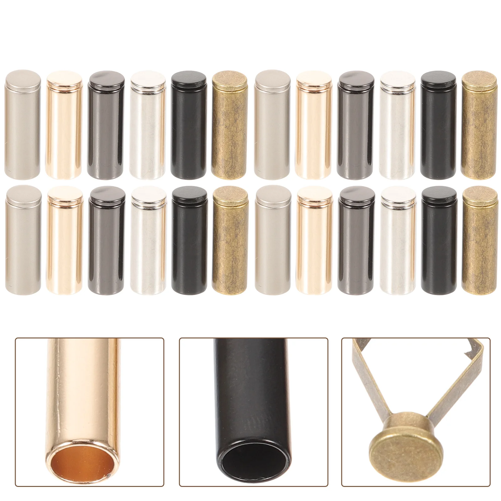 

24 Pcs Rope Bell Clasp Stopper Cord Stops for Drawstrings Shoelaces Metal End Caps Locks Ends Jewelry Making Tips Buckle Pants