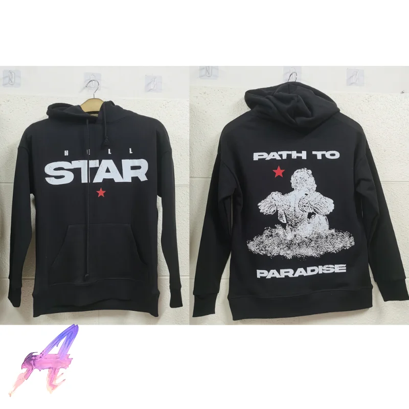 

2024 New Black Hellstar Pullover American High Street Letter Printing Men Women Casual Loose Hoodies