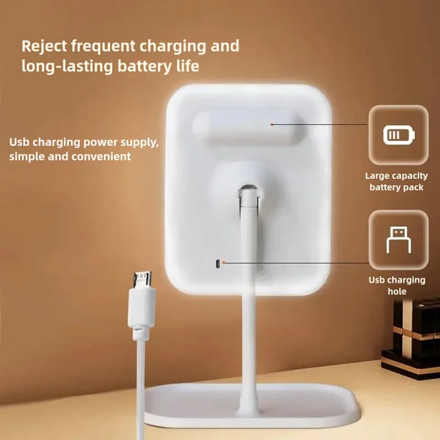 Illuminez votre beauté: Miroir cosmétique LED avec fonctions intensité variable, rotation et mémoire, miroir cosmétique USB avec monoch 5
