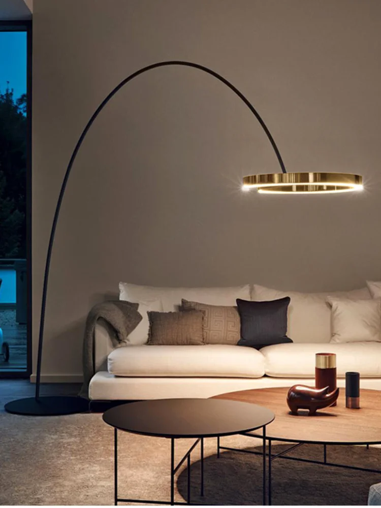 Italian Arc Gold Black LED Floor Lamp - Image 1
