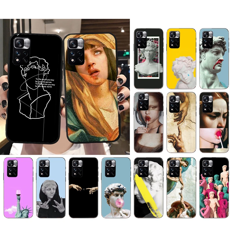 

Art Lines David Mona Lisa Phone Case For Xiaomi Redmi Note 12 Pro 11S 11 10 Pro 10S Note 12R 12S 12 ProPlus Redmi 10 9C 12