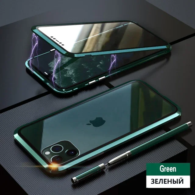 Enhanced Magnetic Adsorption Metal Case with Double-Sided Glass and 360° Protection