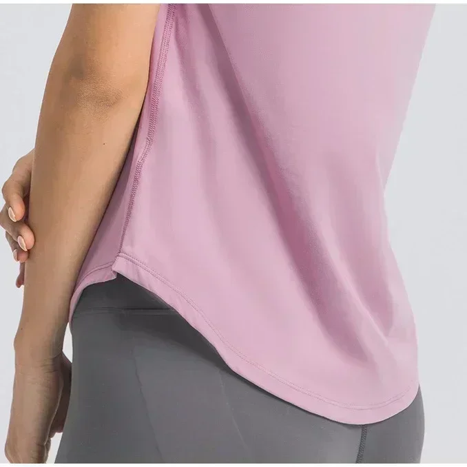 Lemon Women Loose Yoga Short Sleeve Breathable Running Sports Top Casual T-shirt Elastic Speed Dry Fitness Clothing