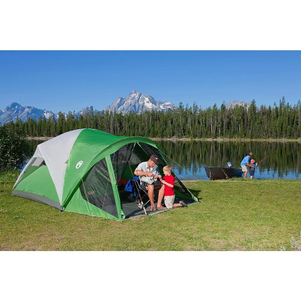 Blue 12-Person Weather Resistant Family Cabin Tent With Divided Curtain