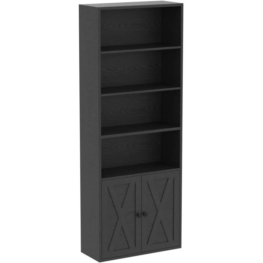 

Bookcases Industrial and with Doors Floor Standing 6 Shelf Display Storage Shelves 70 in Tall for Home Bookcases