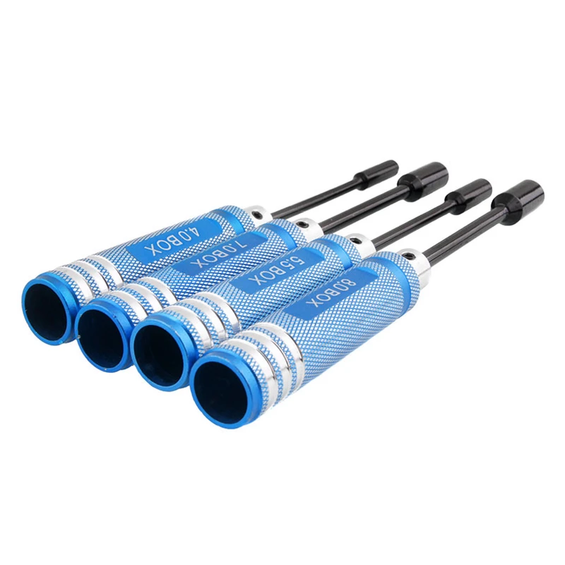 4Pcs RC Metal Hex NUT key Socket Screw Driver Wrench 4.0mm 5.5mm 7.0mm 8.0mm 80213 Tool Kit Buggy Truck Truggy  Car 5