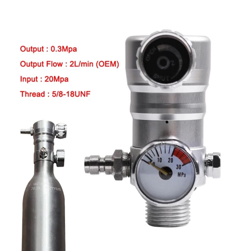 1 Pieces 5/8-18UNF Oxygen Cylinder Valve 0.3Mpa Outlet Pressure Flow Meter Regulator Silver