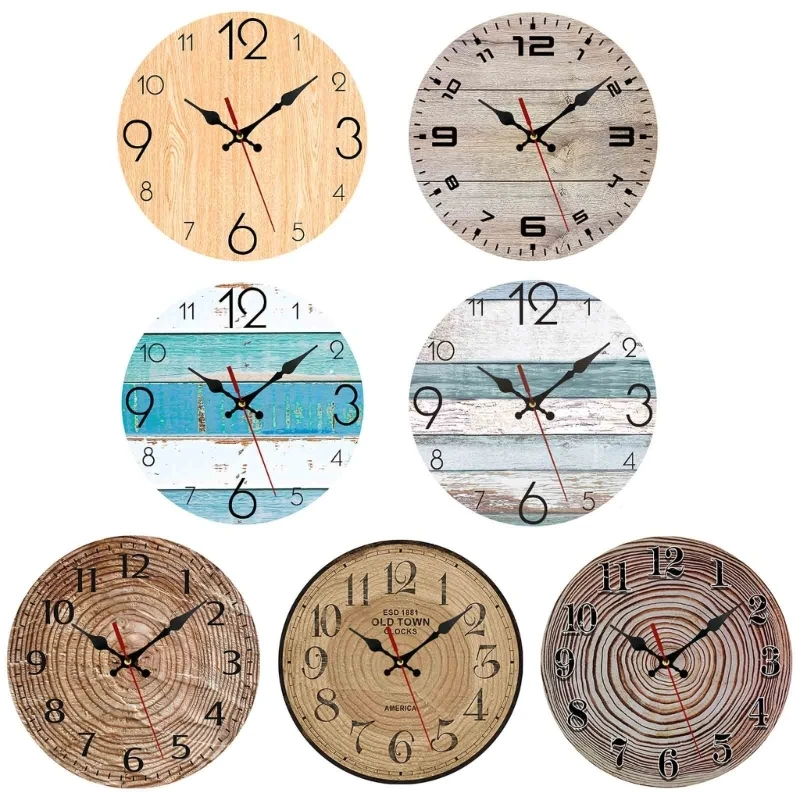 

Vintage Wood Clock Hanging Clock Children Holiday Office Dormitory Decoration