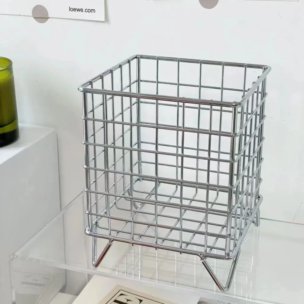 Creative Iron Storage Rack Desktop Book Pen Storage Box Large-Capacity Storage Basket Student Dormitory Sundries Storage Box 4