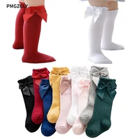 Girl Socks Bow  0-5 Year Sock Long Newborn Infant Baby Girl Kids Cotton Over Knee High Bow Stocking Leg Warmer Mesh  Socks 1