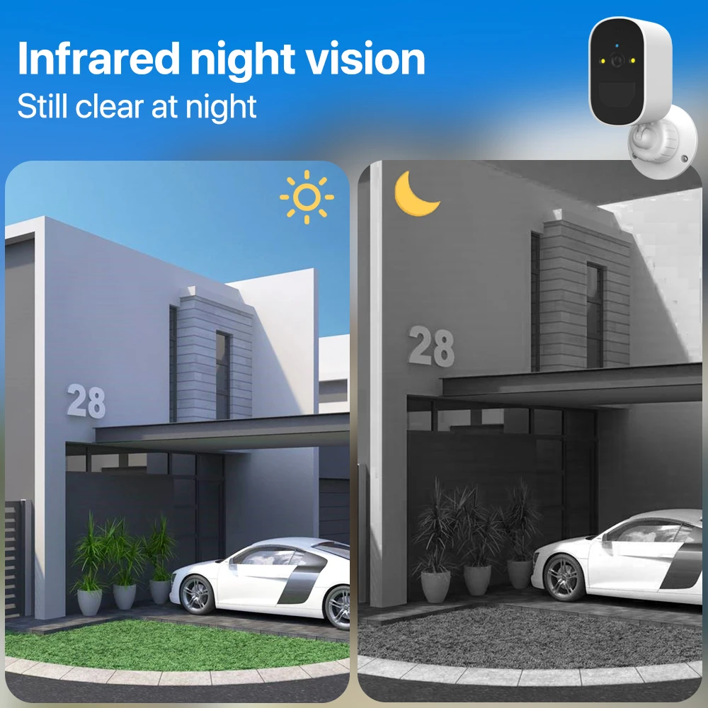 WIFI Camera 1080P HD Solar Outdoor Security Camera iCsee Wireless Built-in Battery Home Surveillance Bullet Baby Monitor