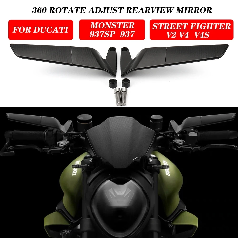 

Зеркала заднего вида для Ducati Monster 937 SP, мотоциклетные регулируемые на 2021 ° зеркала заднего вида V4 S V4S V2 2022 2023 360