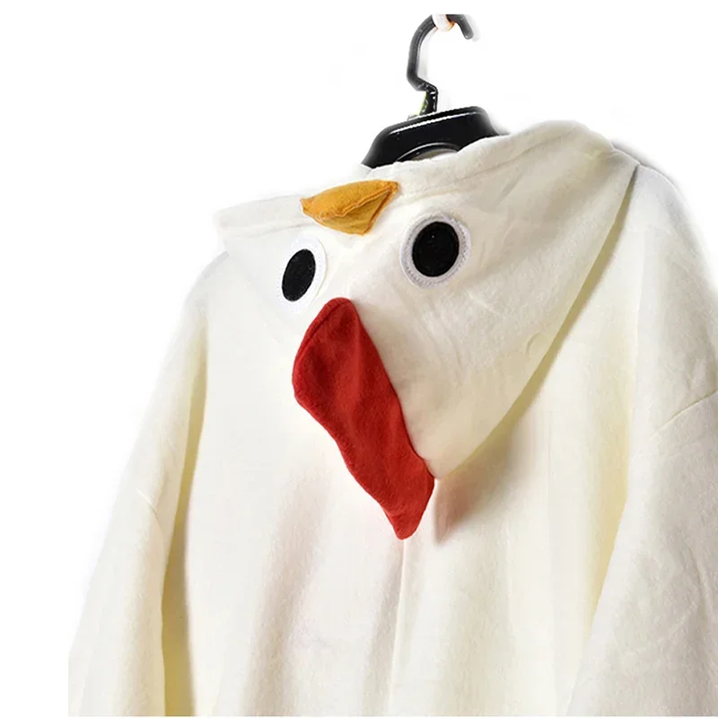Kids White Rooster Cartoon Anime Onesie Pajamas Women Fleece Funny Jumpsuit Girl Cosplay Raccoon Kigurumi