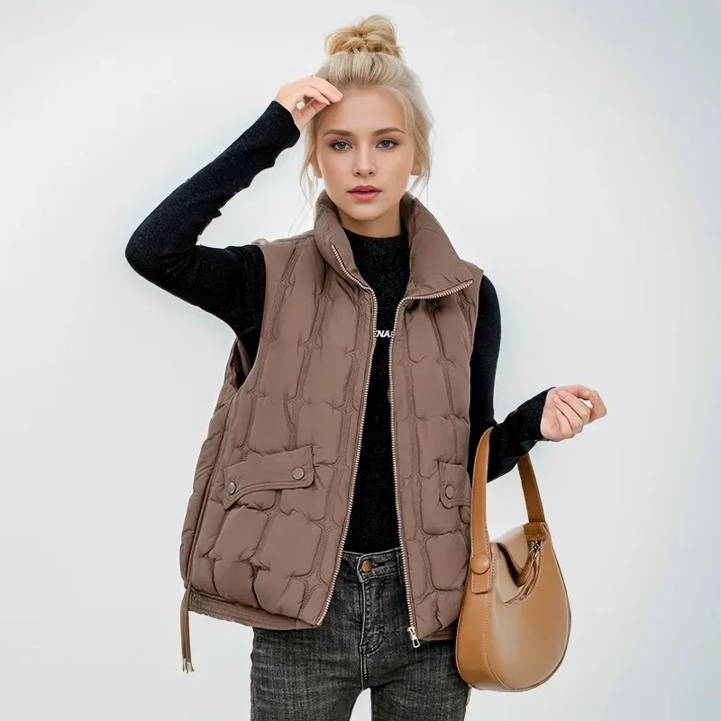 Autumn New Cotton-padded Women's Jacket Short Cropped Puffer Jacket Loose-fit Down Vest Korean Style For Students Winter