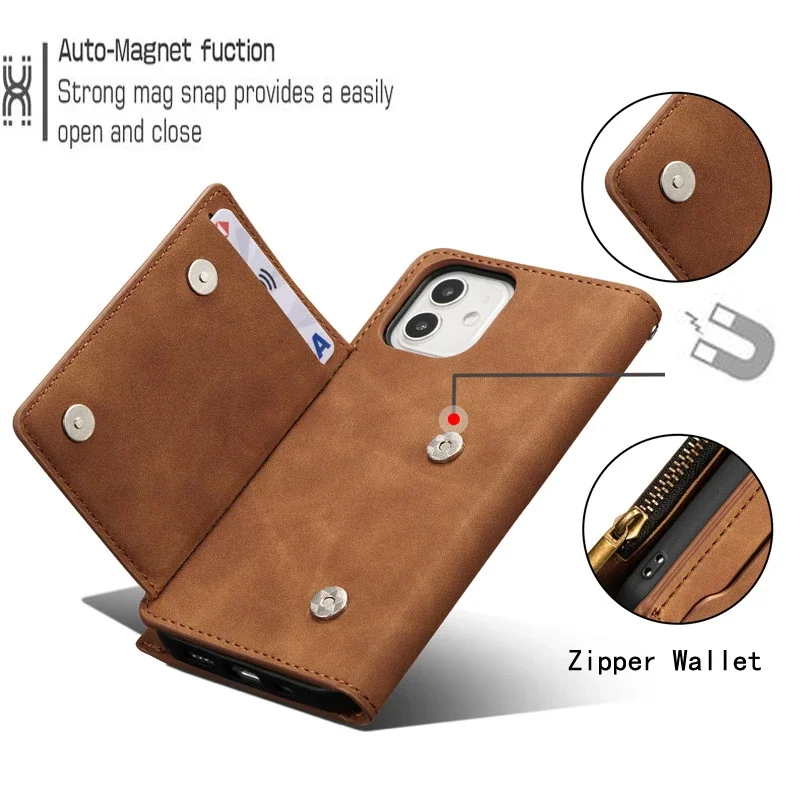 For Redmi Note 10T 10S 10 Pro Max 9S 9 S Poco M5S F3 Zipper Wallet Leather Case For Xiaomi 11T Pro Luxury Cover Mi 11 Lite Funda