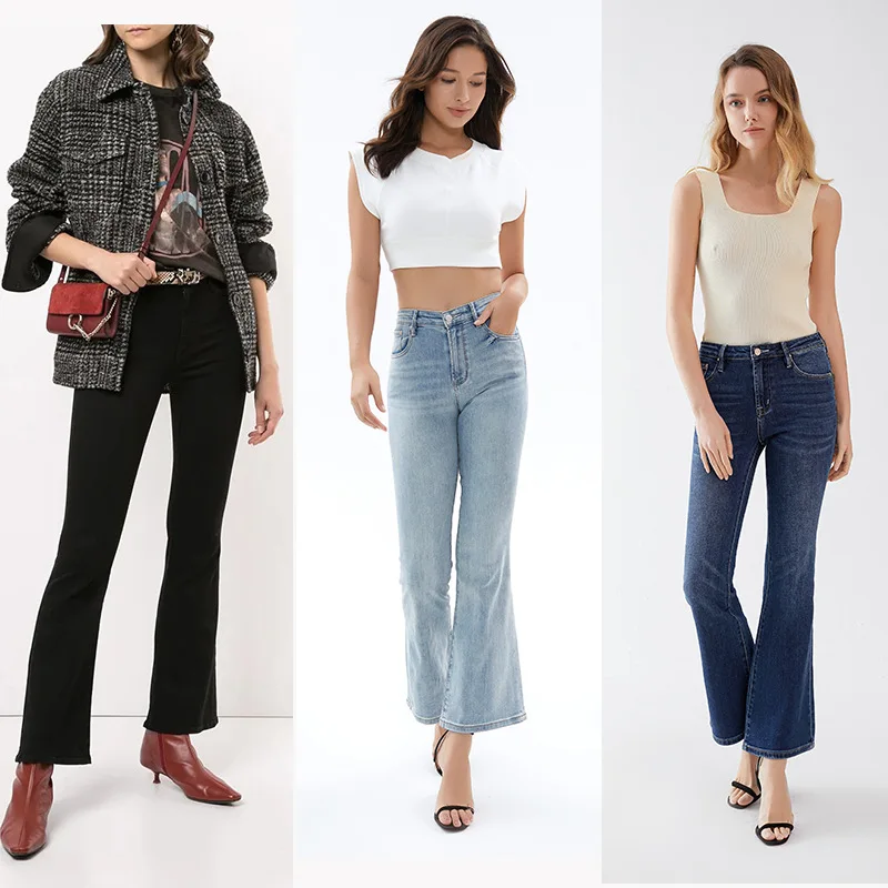 

Fashion Classic Luxury Designer cloth 23Spring New High Waist Slim Legs Long High Waist Skincare Cotton Retro Flare Pants Female