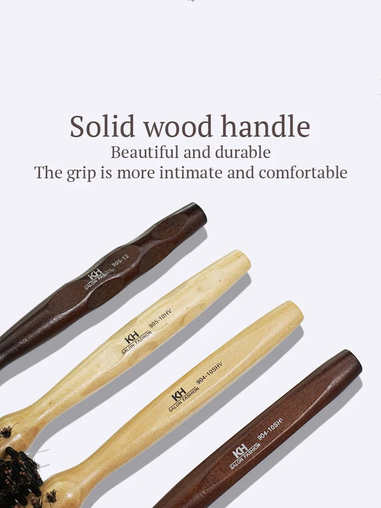 Description Picture 5 of itemNatural Soft Bristle Hair Straight Twill Round Brush Curly Hair Styling Roller Comb Hairdressing Anti Static Hair Styling Tools