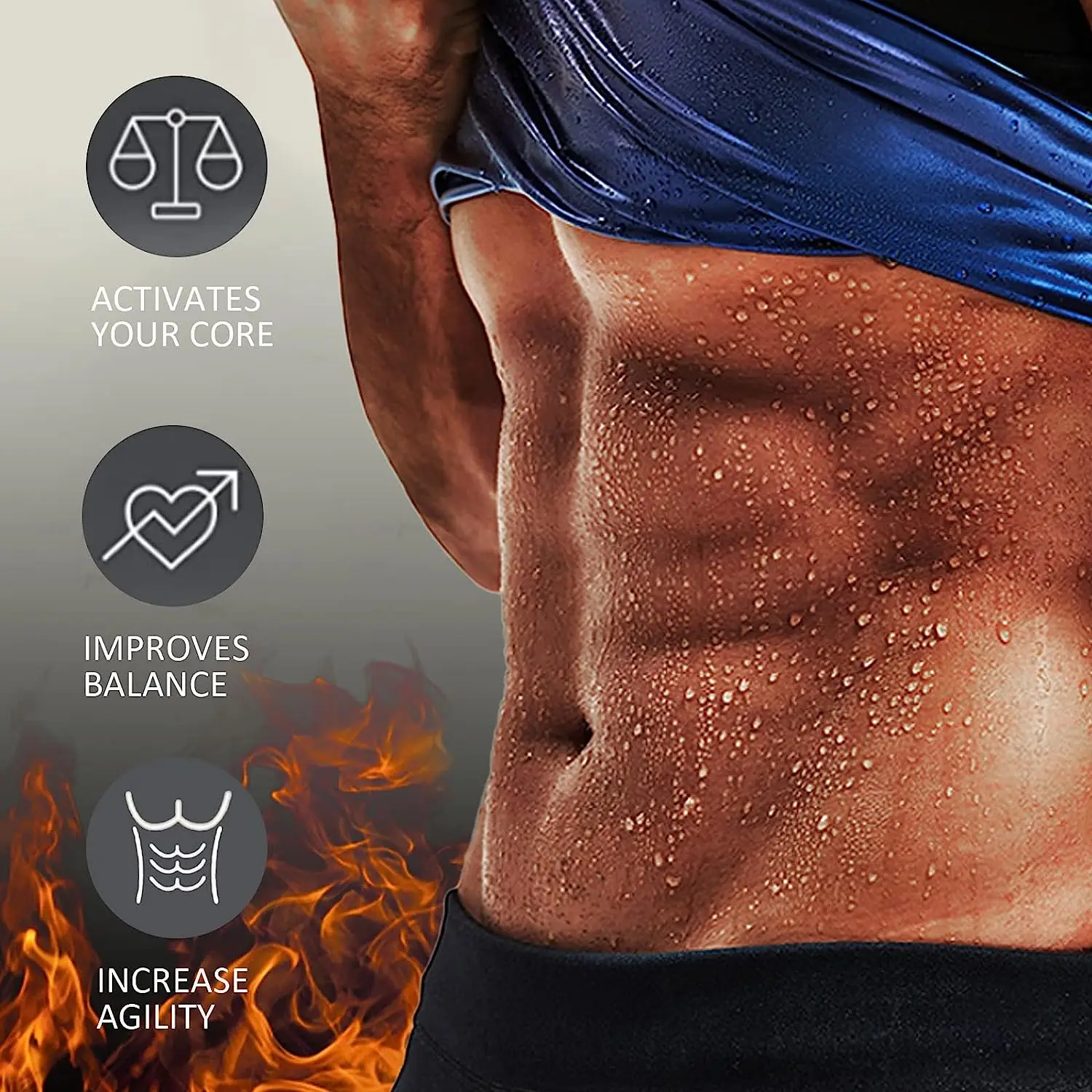 Men Body Shaper Sauna Shirt Workout Tank Top Waist Trainer Shapewear Slimming Compression Workout Sweat Enhancing Vest