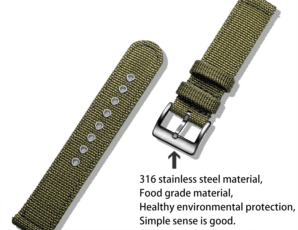 Hemsut Nylon-Uhrenarmbänder mit Schnellverschluss, militärische, atmungsaktive, wasserdichte Armbänder, 18/20/22/24 mm – Detail 6