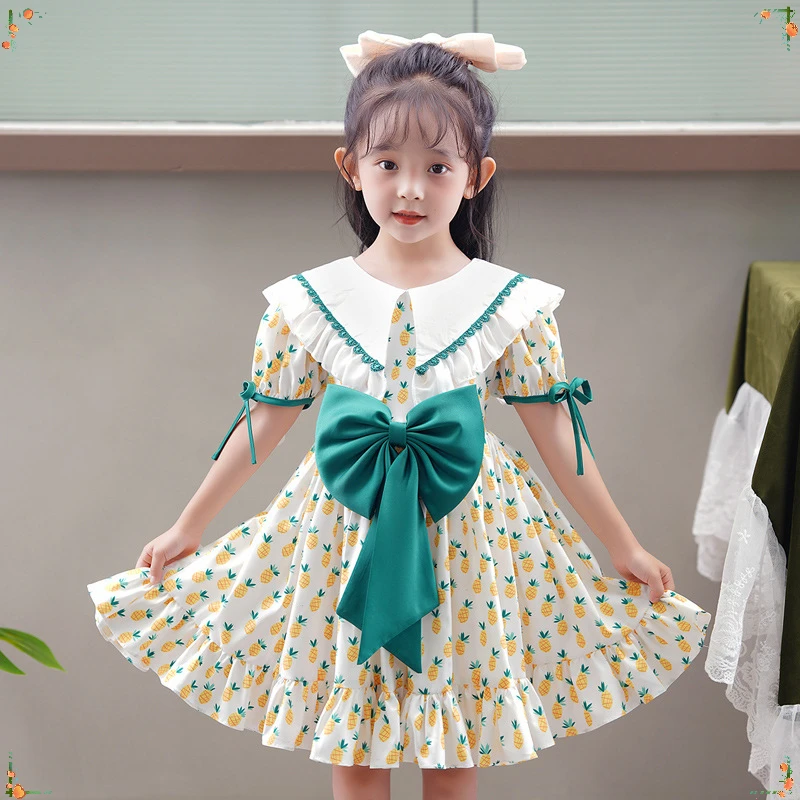 

Childrens Princess Dress 2023 Summer Chiffon Print Dress Little Girl Versatile Beach Flower Dress Flower Girl Dresses