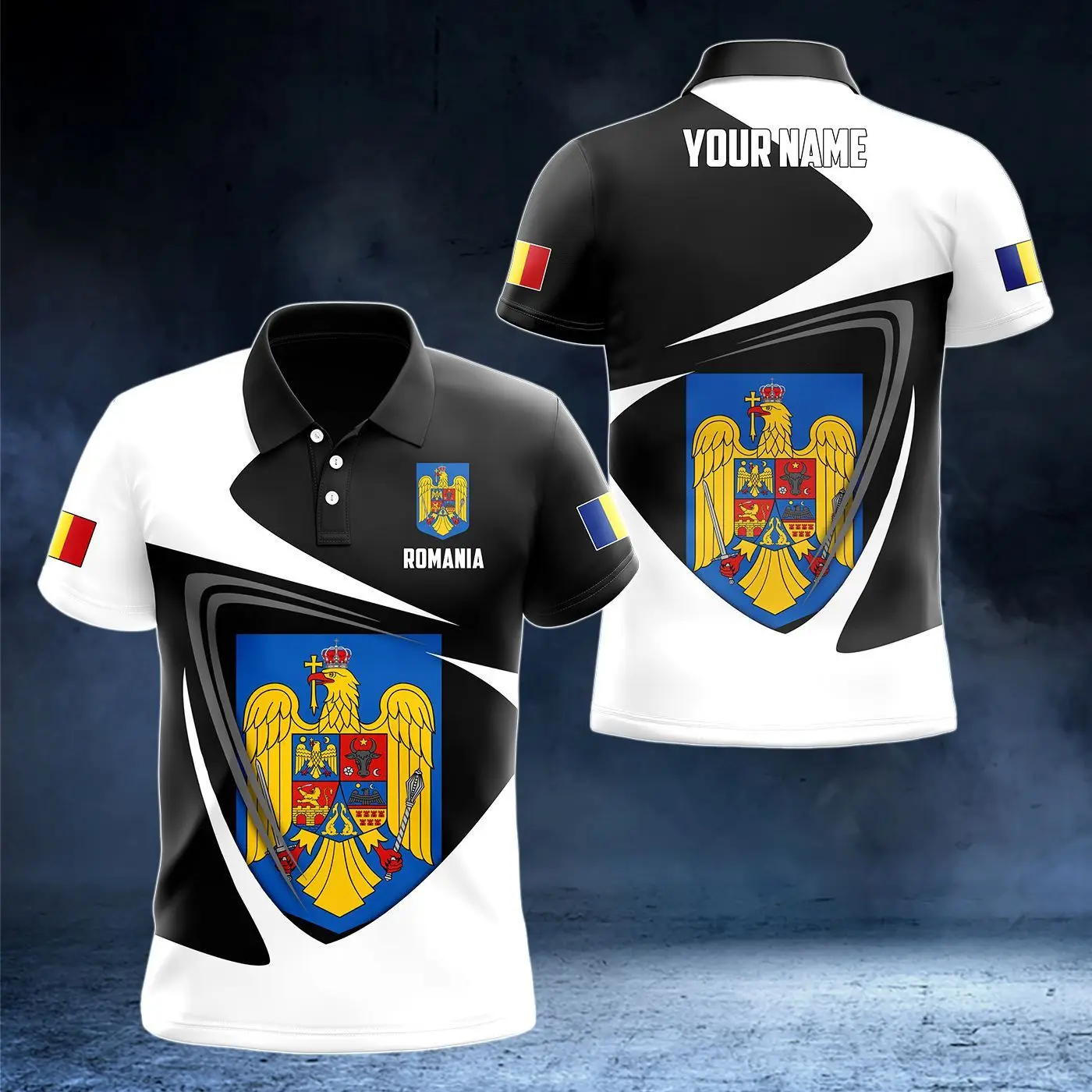 Amdesco Men's Romanian Coat Of Arms T-Shirt - National Symbol Graphic Tee