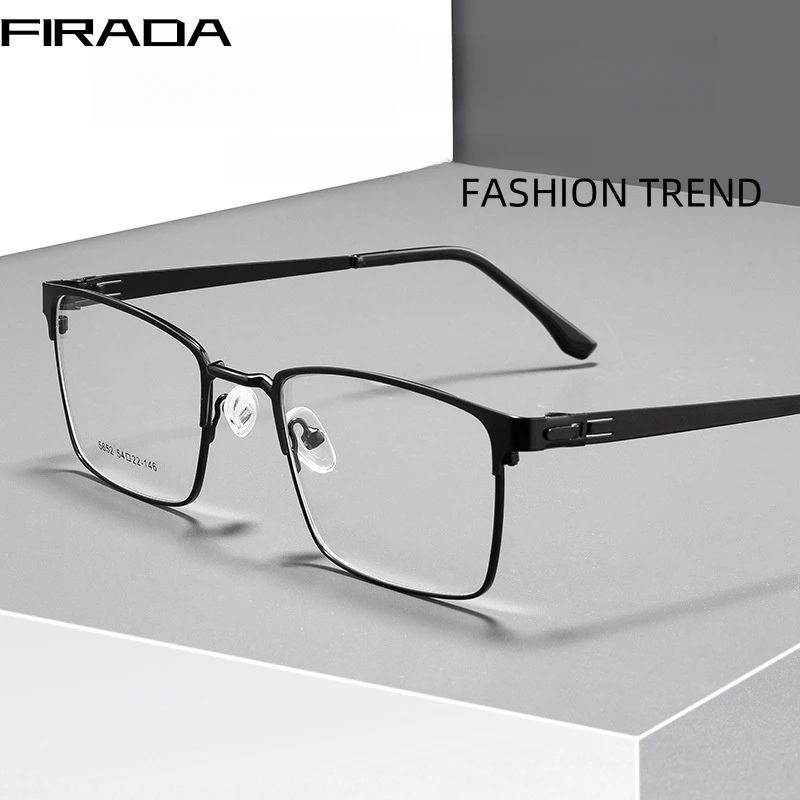 

FIRADA 2024 Fashion Ultra Light Glasses Vintage Square Luxury Eyewear Comfortable Prescription Eyeglasses Frame For Men 5652X